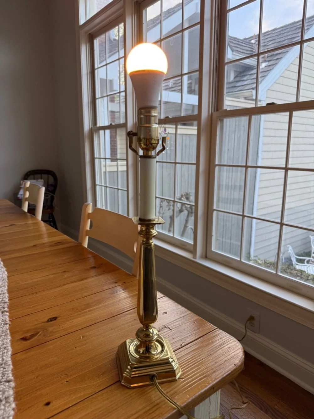 Gold-tone Taper Candlestick Table Lamp Tall Brass Finish